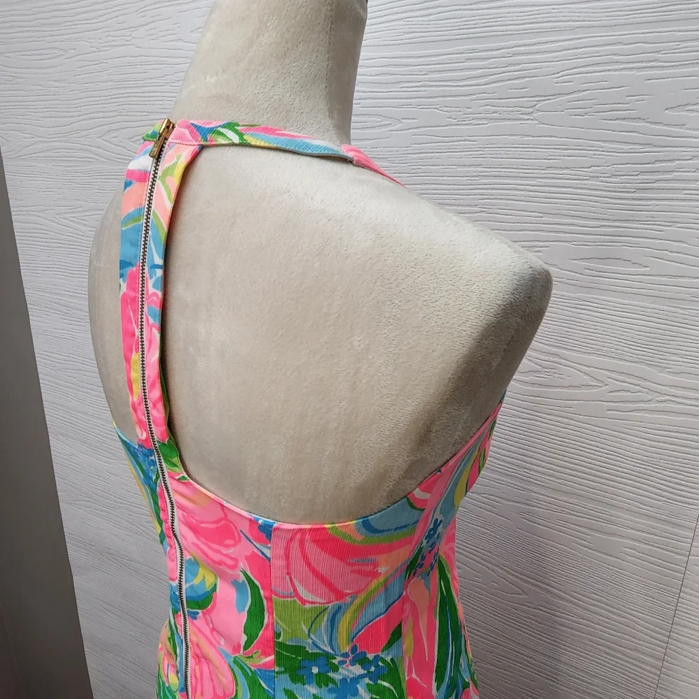 Lilly Pulitzer Cotton Back Zip Shift Dress Size 0 Strapless Racerback - Picture 6 of 12